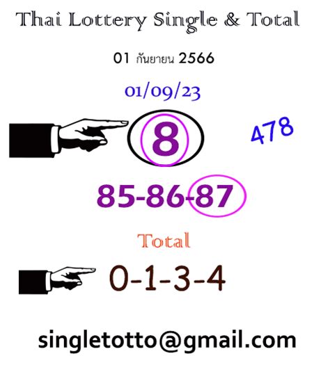 Thai Lottery 3up Best Single Digit Pair Tip 01.
